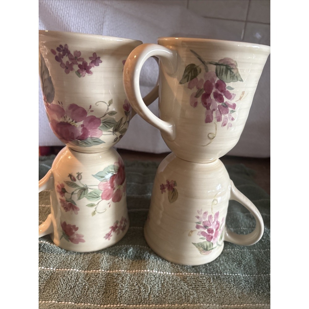 PFALTZGRAFF SILK ROSE LARGE MUGS - FOUR